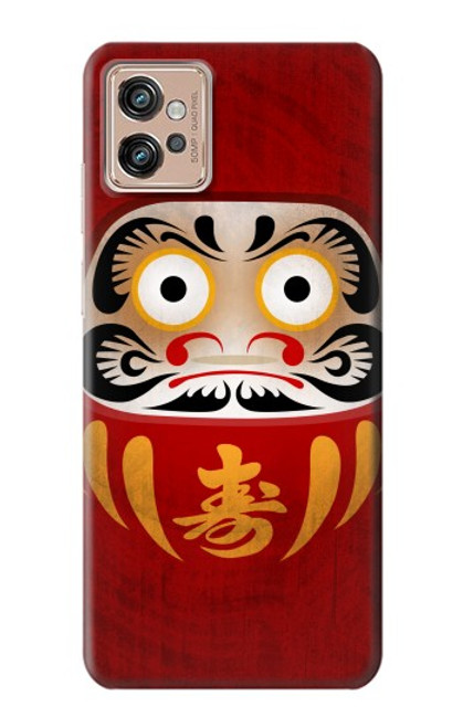 W3023 Japan Good Luck Daruma Doll Hard Case and Leather Flip Case For Motorola Moto G32