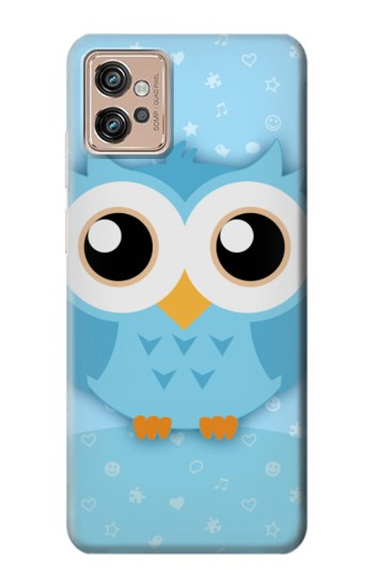 W3029 Cute Blue Owl Hard Case and Leather Flip Case For Motorola Moto G32