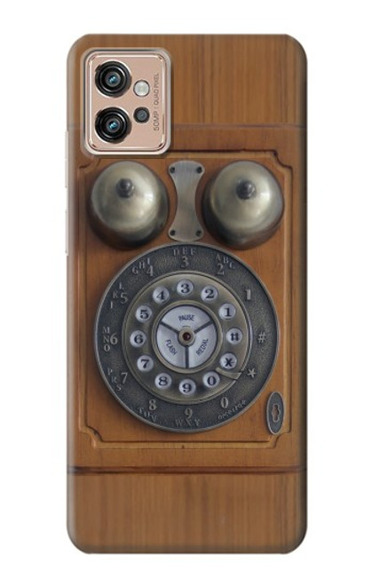 W3146 Antique Wall Retro Dial Phone Hard Case and Leather Flip Case For Motorola Moto G32