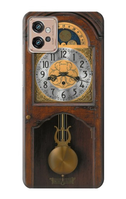 W3173 Grandfather Clock Antique Wall Clock Hard Case and Leather Flip Case For Motorola Moto G32