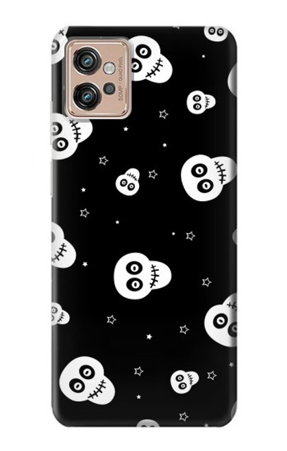 W3261 Smile Skull Halloween Pattern Hard Case and Leather Flip Case For Motorola Moto G32