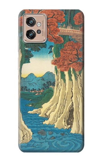 W3348 Utagawa Hiroshige The Monkey Bridge Hard Case and Leather Flip Case For Motorola Moto G32