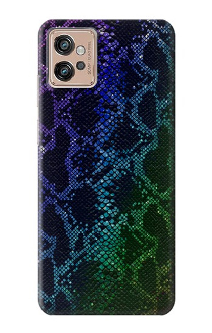 W3366 Rainbow Python Skin Graphic Print Hard Case and Leather Flip Case For Motorola Moto G32