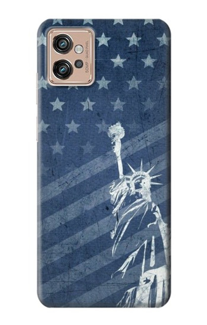 W3450 US Flag Liberty Statue Hard Case and Leather Flip Case For Motorola Moto G32