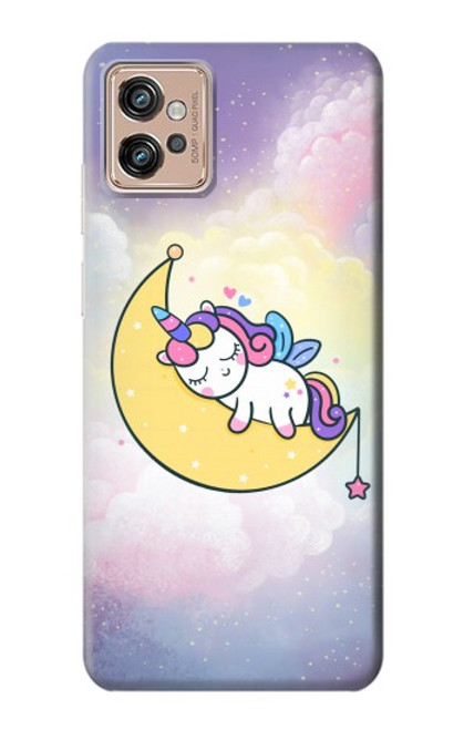 W3485 Cute Unicorn Sleep Hard Case and Leather Flip Case For Motorola Moto G32