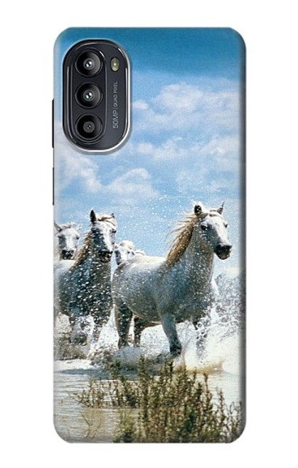 W0250 White Horse Hard Case and Leather Flip Case For Motorola Moto G52, G82 5G