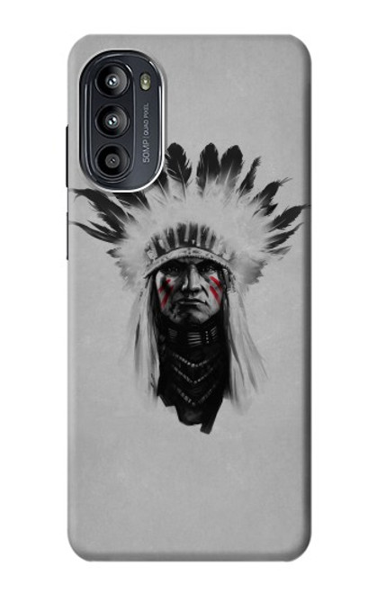 W0451 Indian Chief Hard Case and Leather Flip Case For Motorola Moto G52, G82 5G