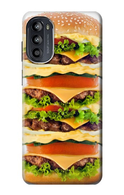 W0790 Hamburger Hard Case and Leather Flip Case For Motorola Moto G52, G82 5G