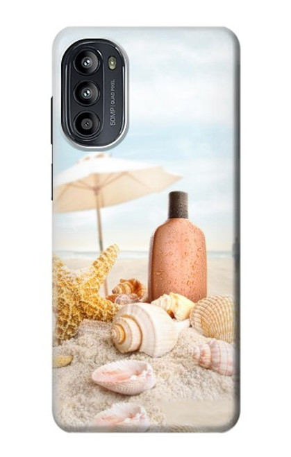 W1425 Seashells on The Beach Hard Case and Leather Flip Case For Motorola Moto G52, G82 5G