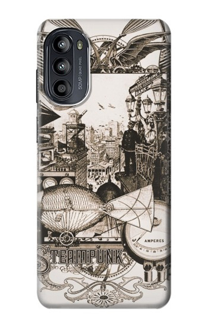 W1681 Steampunk Drawing Hard Case and Leather Flip Case For Motorola Moto G52, G82 5G