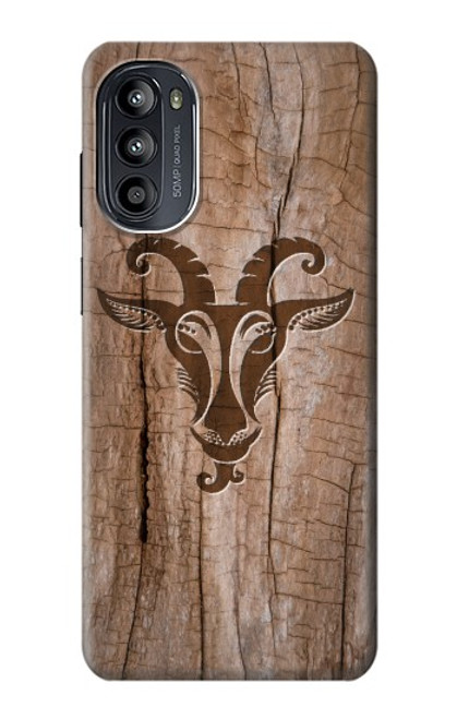 W2183 Goat Wood Graphic Printed Hard Case and Leather Flip Case For Motorola Moto G52, G82 5G