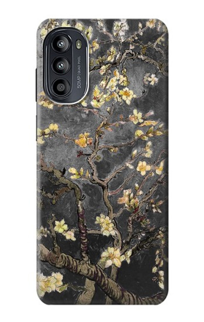 W2664 Black Blossoming Almond Tree Van Gogh Hard Case and Leather Flip Case For Motorola Moto G52, G82 5G