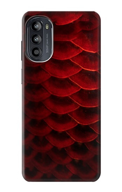 W2879 Red Arowana Fish Scale Hard Case and Leather Flip Case For Motorola Moto G52, G82 5G