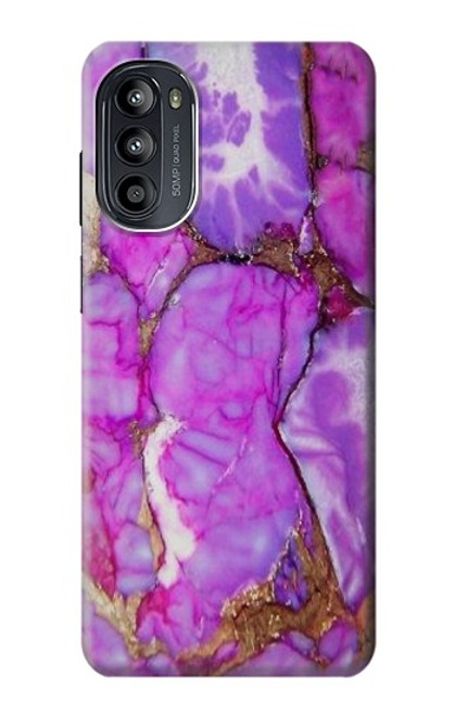 W2907 Purple Turquoise Stone Hard Case and Leather Flip Case For Motorola Moto G52, G82 5G