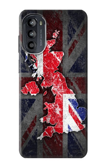 W2936 UK British Flag Map Hard Case and Leather Flip Case For Motorola Moto G52, G82 5G