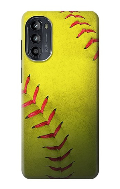 W3031 Yellow Softball Ball Hard Case and Leather Flip Case For Motorola Moto G52, G82 5G