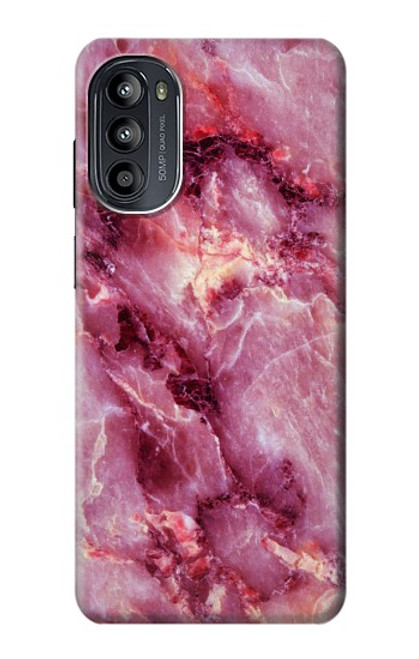 W3052 Pink Marble Graphic Printed Hard Case and Leather Flip Case For Motorola Moto G52, G82 5G