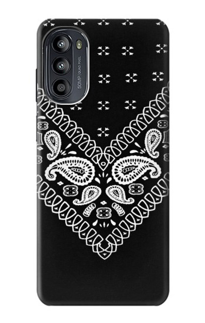 W3363 Bandana Black Pattern Hard Case and Leather Flip Case For Motorola Moto G52, G82 5G