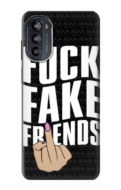 W3598 Middle Finger Fuck Fake Friend Hard Case and Leather Flip Case For Motorola Moto G52, G82 5G