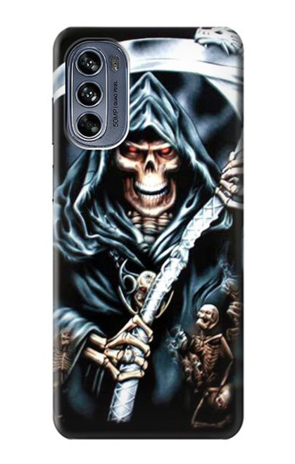 W0295 Grim Reaper Hard Case and Leather Flip Case For Motorola Moto G62 5G