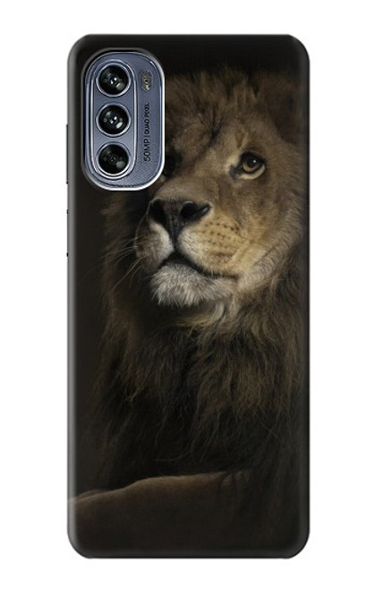 W0472 Lion Hard Case and Leather Flip Case For Motorola Moto G62 5G