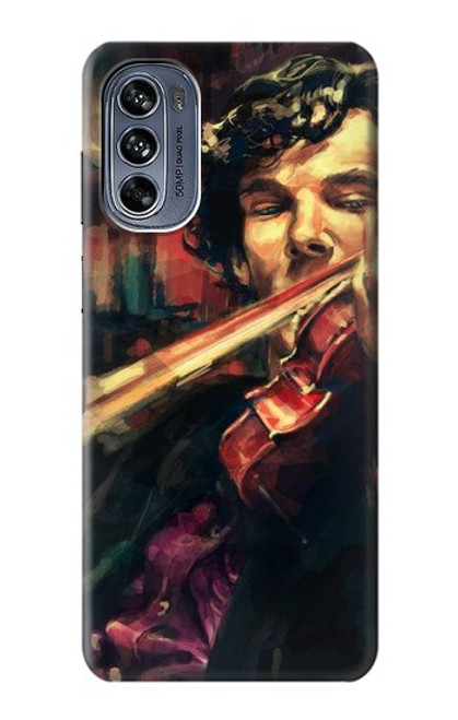 W0723 Violin Art Paint Hard Case and Leather Flip Case For Motorola Moto G62 5G