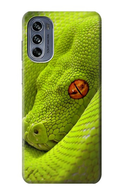 W0785 Green Snake Hard Case and Leather Flip Case For Motorola Moto G62 5G