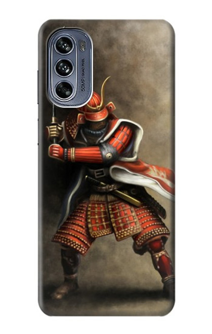 W0796 Japan Red Samurai Hard Case and Leather Flip Case For Motorola Moto G62 5G