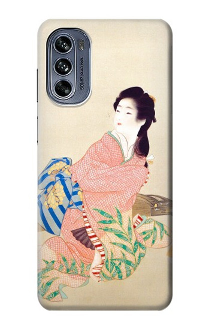 W0889 Japan Art Kimono Hard Case and Leather Flip Case For Motorola Moto G62 5G