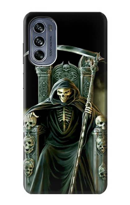 W1024 Grim Reaper Skeleton King Hard Case and Leather Flip Case For Motorola Moto G62 5G