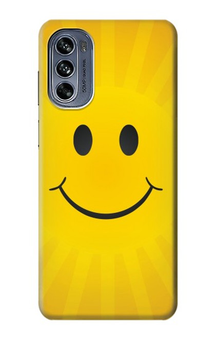 W1146 Yellow Sun Smile Hard Case and Leather Flip Case For Motorola Moto G62 5G