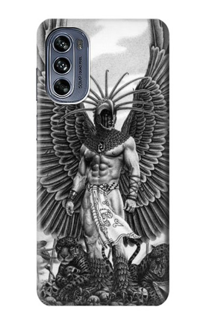 W1235 Aztec Warrior Hard Case and Leather Flip Case For Motorola Moto G62 5G