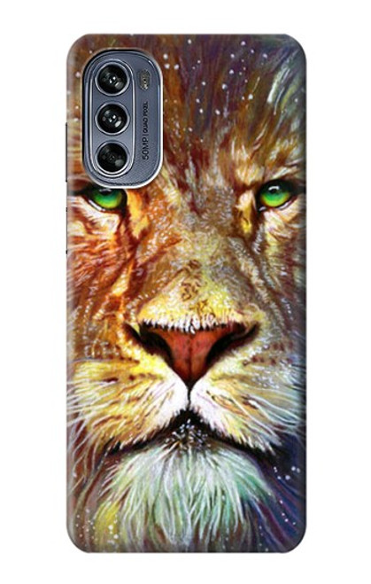 W1354 Lion Hard Case and Leather Flip Case For Motorola Moto G62 5G