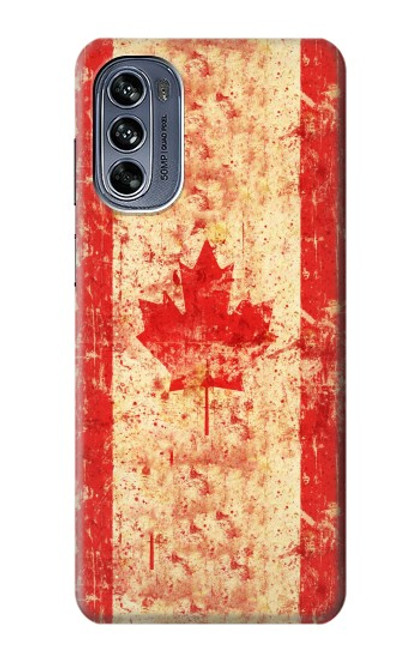 W1603 Canada Flag Old Vintage Hard Case and Leather Flip Case For Motorola Moto G62 5G