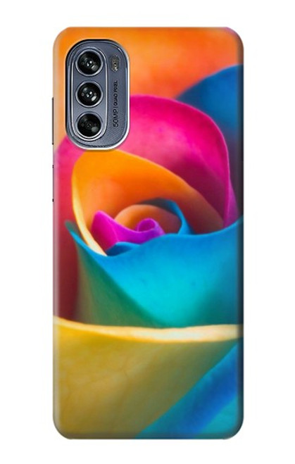 W1671 Rainbow Colorful Rose Hard Case and Leather Flip Case For Motorola Moto G62 5G