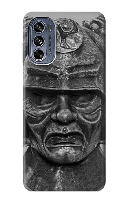 W1827 Japan Samurai Helmet Hard Case and Leather Flip Case For Motorola Moto G62 5G