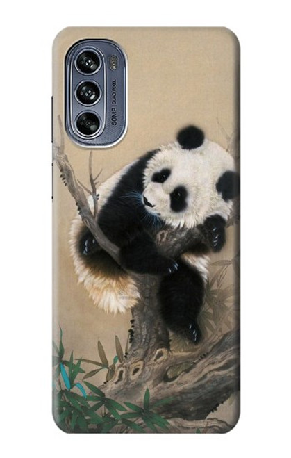 W2210 Panda Fluffy Art Painting Hard Case and Leather Flip Case For Motorola Moto G62 5G