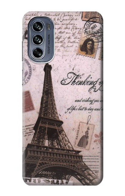 W2211 Paris Postcard Eiffel Tower Hard Case and Leather Flip Case For Motorola Moto G62 5G