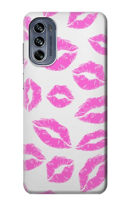 W2214 Pink Lips Kisses Hard Case and Leather Flip Case For Motorola Moto G62 5G