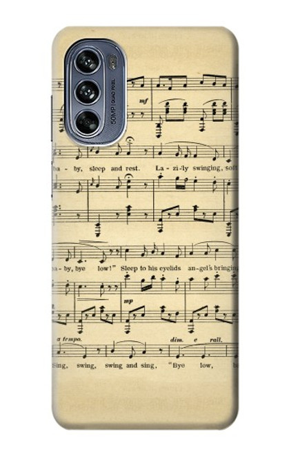 W2504 Vintage Music Sheet Hard Case and Leather Flip Case For Motorola Moto G62 5G