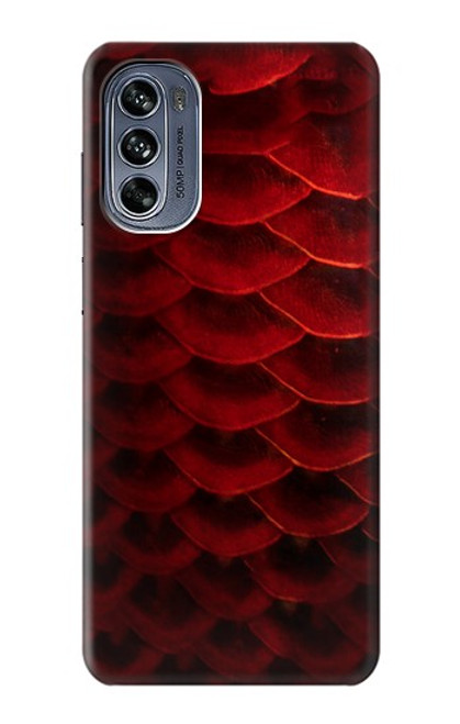 W2879 Red Arowana Fish Scale Hard Case and Leather Flip Case For Motorola Moto G62 5G