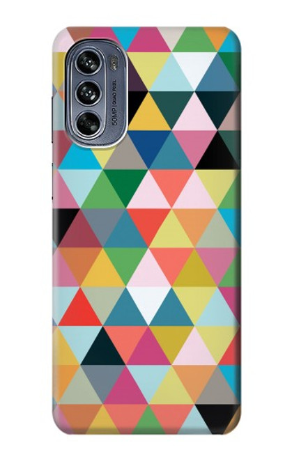 W3049 Triangles Vibrant Colors Hard Case and Leather Flip Case For Motorola Moto G62 5G