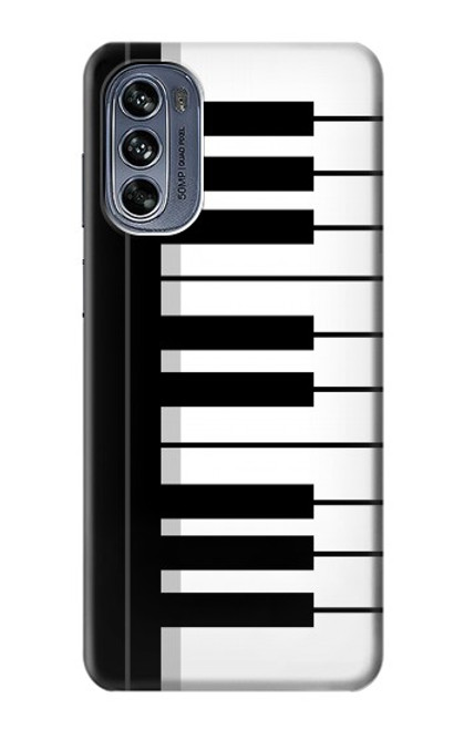 W3078 Black and White Piano Keyboard Hard Case and Leather Flip Case For Motorola Moto G62 5G