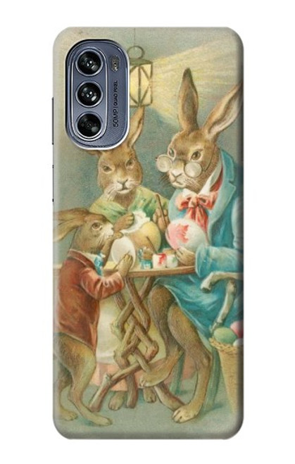 W3164 Easter Rabbit Family Hard Case and Leather Flip Case For Motorola Moto G62 5G