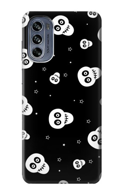 W3261 Smile Skull Halloween Pattern Hard Case and Leather Flip Case For Motorola Moto G62 5G