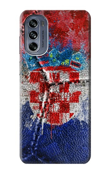 W3313 Croatia Flag Vintage Football Graphic Hard Case and Leather Flip Case For Motorola Moto G62 5G