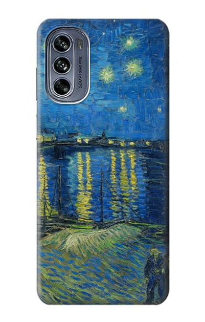 W3336 Van Gogh Starry Night Over the Rhone Hard Case and Leather Flip Case For Motorola Moto G62 5G