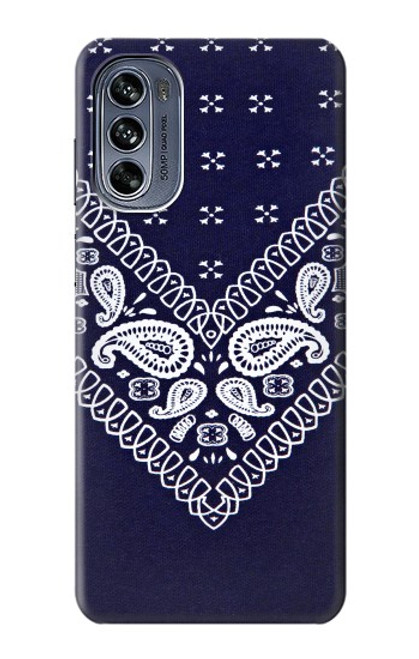 W3357 Navy Blue Bandana Pattern Hard Case and Leather Flip Case For Motorola Moto G62 5G