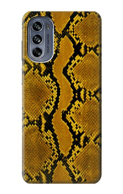 W3365 Yellow Python Skin Graphic Print Hard Case and Leather Flip Case For Motorola Moto G62 5G