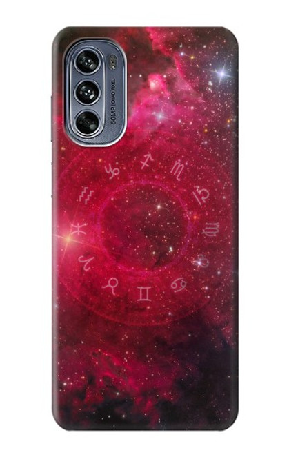 W3368 Zodiac Red Galaxy Hard Case and Leather Flip Case For Motorola Moto G62 5G